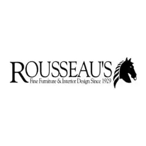 Rousseau's furniture and interior design logo featuring a black horse head silhouette, emphasizing fine furniture and interior decor since 1929 in Durham Region.