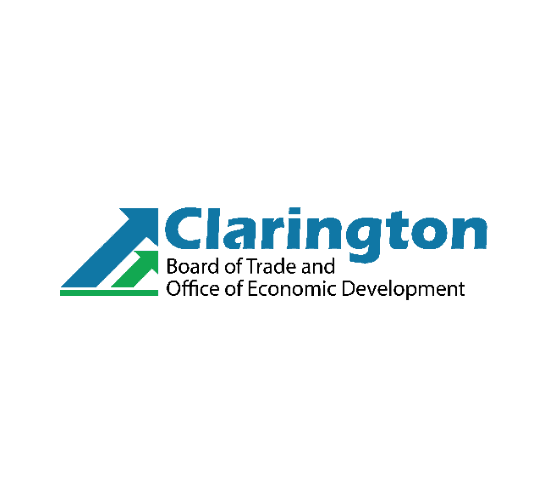 Clarington Board of Trade and Office of Economic Development logo on green background.