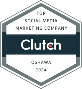 Clutch badge recognizing top social media marketing company in Oshawa 2024.