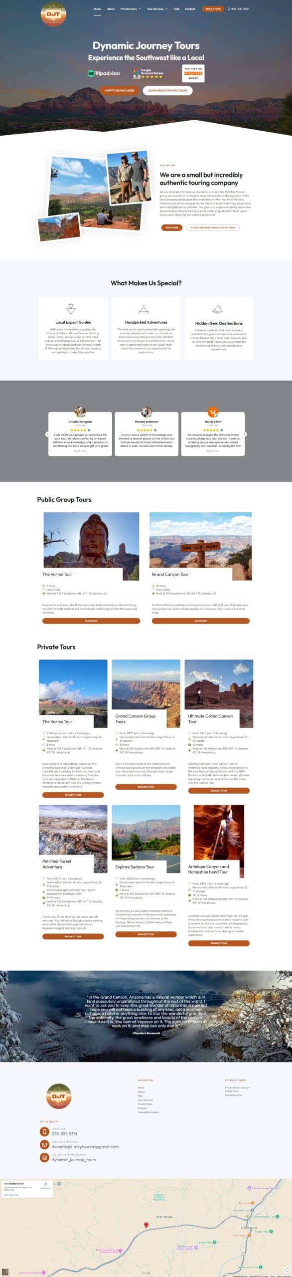 Vibrant images showcasing Sedona tours with scenic landscapes and iconic landmarks, highlighting the adventure and exploration opportunities offered by Dynamic Journey Tours in the Southwest.