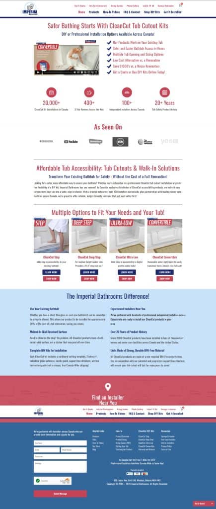 CleanCut tub cutout kits for safe and easy bathtub modifications, featuring multiple options like step, deep, ultra-low, and convertible designs for improved accessibility and safety.