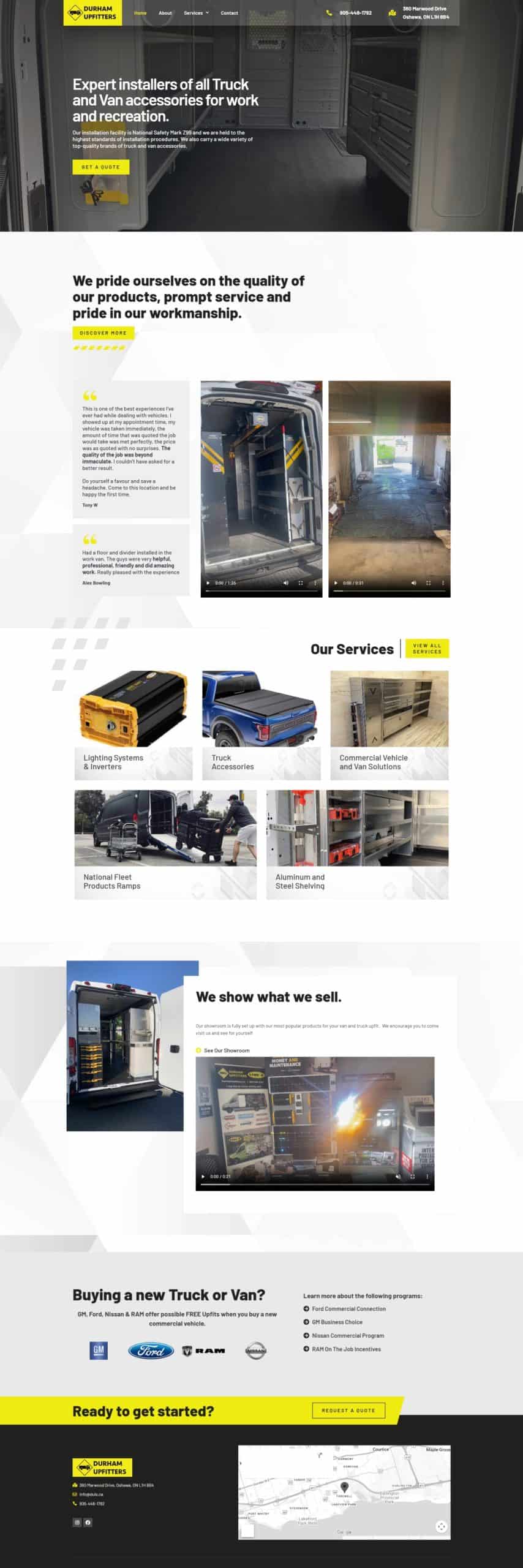 Durham Upfitters trailer with truck accessories and shelving solutions for commercial vehicles in Oshawa, ON.