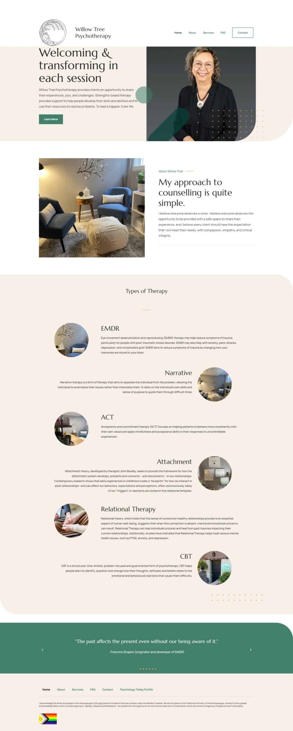 Willow Tree Psychotherapy office interior with cozy seating and calming decor.