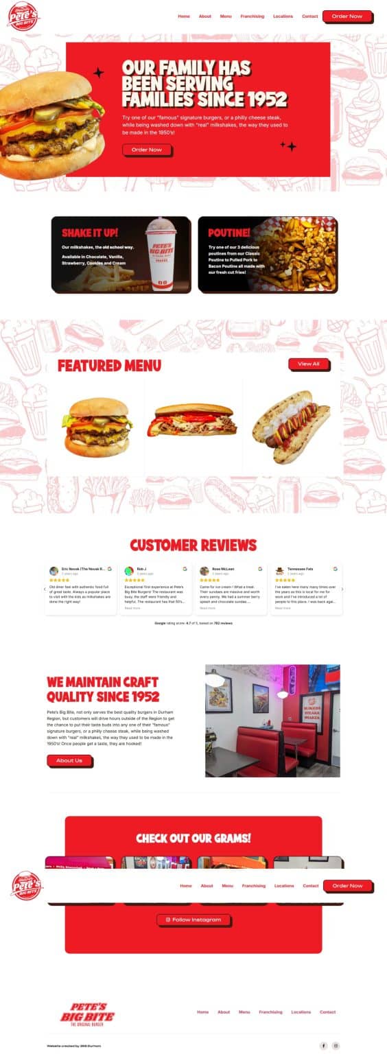 Beef burger with lettuce, pickles, and cheese on a bun, fast food restaurant, petes big bite.