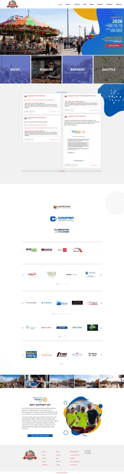 A vibrant image showcasing Bowmanville's Rockin' Ribs & Brews event, featuring lively crowds, food stalls, and entertainment, highlighting local community festivities.