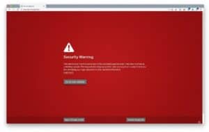 Screenshot of a security warning page indicating blocked access due to potential phishing threat.
